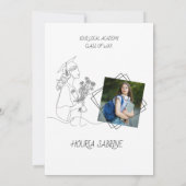 Modern Graduation Black & white line art graduate  Kaart (Achterkant)