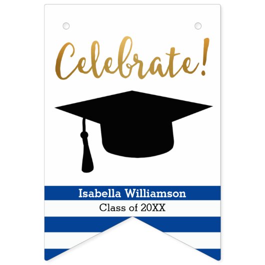 Modern Graduation Bunting Class of 20XX Foto Vlaggetjes (Eerste vlag)