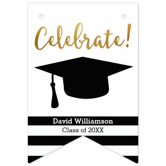 Modern Graduation Bunting Class of 20XX Grad Photo Vlaggetjes (Eerste vlag)