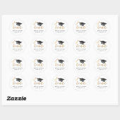 Modern Graduation Cap and Tassel Gold Foil Ronde Sticker (Vel)
