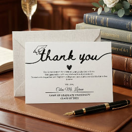 Modern Graduation Cap and Tassel Personalized  Bedankkaart