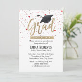 Modern Graduation Cap & Confetti Graduation Party Kaart (Staand voorkant)