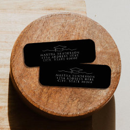 Modern Graduation Cap Line Art retouradres Etiket