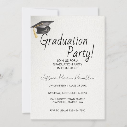 Modern Graduation Invitation Template Kaart (Voorkant)