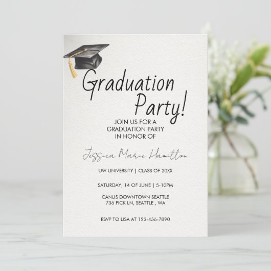 Modern Graduation Invitation Template Kaart (Staand voorkant)