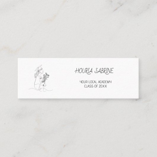 Modern Graduation line art graduate Name Card Mini Visitekaartje (Voorkant)