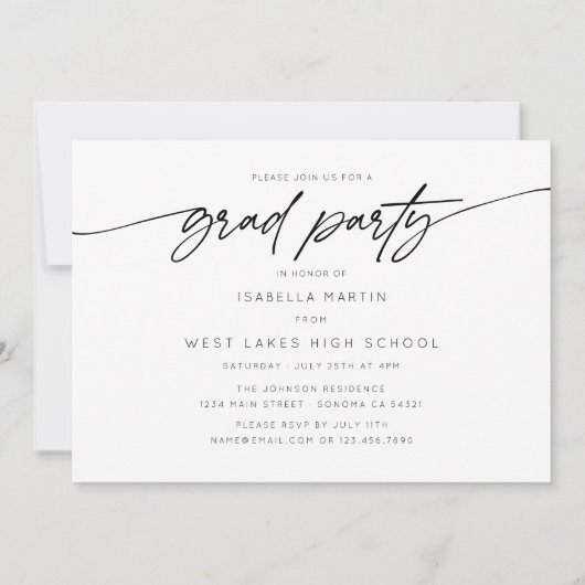 Modern Graduation Party 3 Photo Collage Script Kaart (Achterkant)