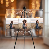 Modern Graduation Party 3 Photo Welcome Script Acryl Bord