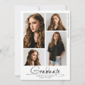 Modern Graduation Party 4 Fotocollage Script Kaart (Voorkant)