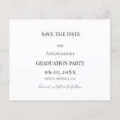 Modern Graduation Party guy Save the Date card (Achterkant)