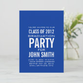 Modern Graduation Party Invitation Blue White Kaart (Staand voorkant)
