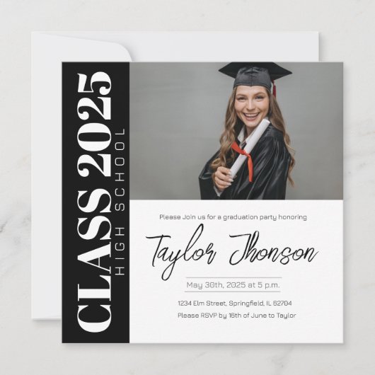 Modern Graduation Party Invitation With photo Kaart (Voorkant)