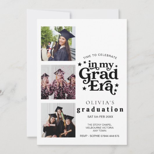Modern Graduation Party Invitation with Photos Kaart (Voorkant)