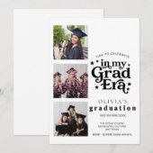 Modern Graduation Party Invitation with Photos Kaart (Voorkant / Achterkant)
