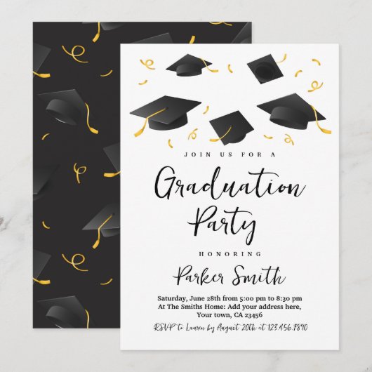 Modern Graduation Party Kaart (Voorkant / Achterkant)