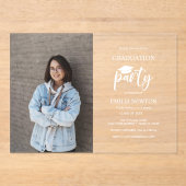 MODERN GRADUATION PARTY PET FOTO ACRYL UITNODIGINGEN (Voorkant)
