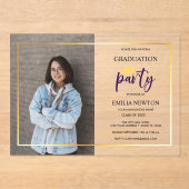 MODERN GRADUATION PARTY PET FOTO ACRYL UITNODIGINGEN (Voorkant)