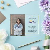 MODERN GRADUATION PARTY PET FOTO ACRYL UITNODIGINGEN (Insitu (Huwelijk))