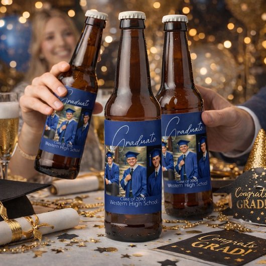 Modern Graduation Party Photo Display Bier Etiket