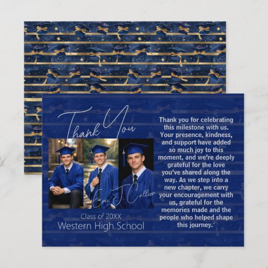 Modern Graduation Party Photo Display Briefkaart (Voorkant / Achterkant)