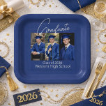 Modern Graduation Party Photo Display Papieren Bordje<br><div class="desc">Modern Graduation Party Photo Display Paper Plates
A customizable graduation design template that lets you add your own photos and details to create a meaningful and memorable tribute.</div>