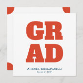 Modern Graduation Party Rood en Blauw Vierkant Kaart (Voorkant / Achterkant)