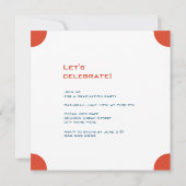 Modern Graduation Party Rood en Blauw Vierkant Kaart (Achterkant)