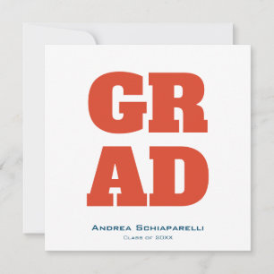 Modern Graduation Party Rood en Blauw Vierkant Kaart