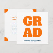 Modern Graduation Party Sinaasappel en Blauw Plein Kaart (Voorkant / Achterkant)