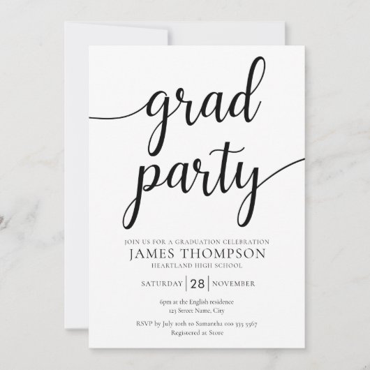 Modern Graduation Party Uitnodiging - Afstudeerder (Voorkant)