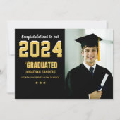 Modern Graduation Party with 1 Photo in Black  Kaart (Voorkant)