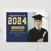 Modern Graduation Party with 1 Photo in Blue Kaart (Voorkant)