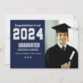 Modern Graduation Party with 1 Photo in Blue Kaart (Voorkant)