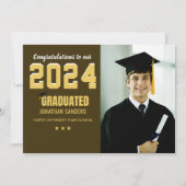 Modern Graduation Party with 1 Photo in Brown Kaart (Voorkant)