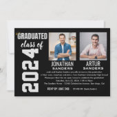 Modern Graduation Party with 2 Photos in Black Kaart (Voorkant)