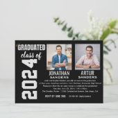 Modern Graduation Party with 2 Photos in Black Kaart (Staand voorkant)