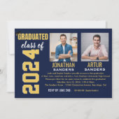 Modern Graduation Party with 2 Photos in Blue Kaart (Voorkant)