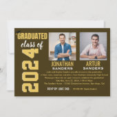 Modern Graduation Party with 2 Photos in Brown Kaart (Voorkant)
