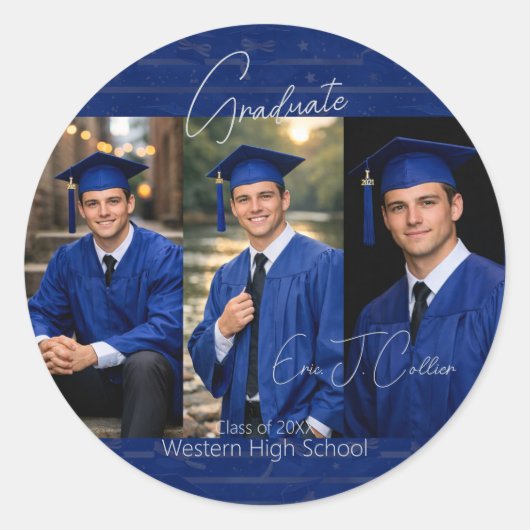 Modern Graduation Photo Envelope Seal Ronde Sticker (Voorkant)