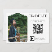 Modern Graduation Photo QR Code Minimal Arch Video Aankondiging (Voorkant)