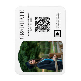Modern Graduation Photo QR Code Minimal Arch Video Magneet