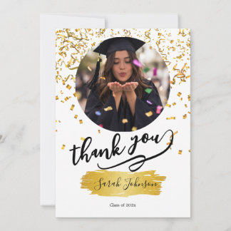 Modern Graduation Thank You Card with Cap and Tass Bedankkaart