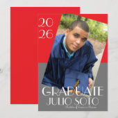 Modern Graduation Typography 2026 Photo Kaart (Voorkant / Achterkant)