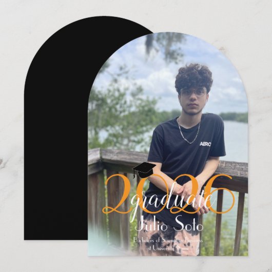  Modern Graduation Typography 2026 Script Photo  Kaart (Voorkant / Achterkant)