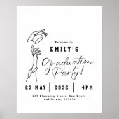 Modern Graduation Welcome Poster Minimal Line Art (Voorkant)