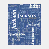 Modern Graffiti Blue Long Names Pattern Fleece Deken (Voorkant)