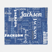 Modern Graffiti Blue Long Names Pattern Fleece Deken (Voorkant (Horizontaal))
