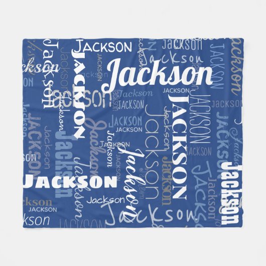 Modern Graffiti Blue Long Names Pattern Fleece Deken (Voorkant (Horizontaal))