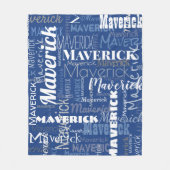 Modern Graffiti Blue Long Names Pattern Fleece Deken (Voorkant)