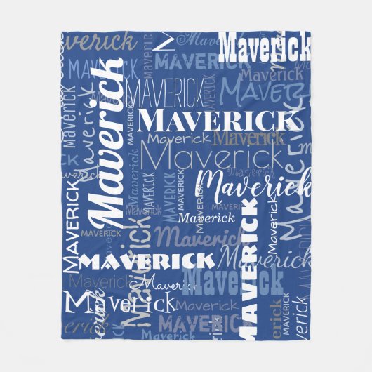 Modern Graffiti Blue Long Names Pattern Fleece Deken (Voorkant)